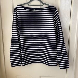 Joules navy and white striped mariner shirt